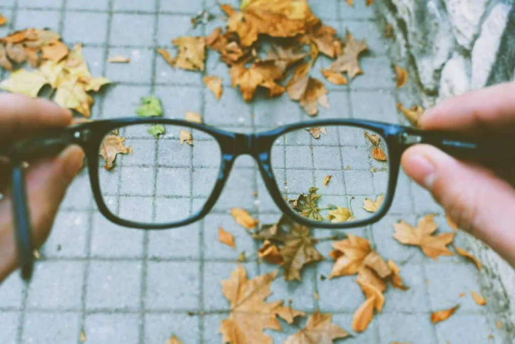 photo of a pair of glasses representing declining vision: MS or multiple sclerosis