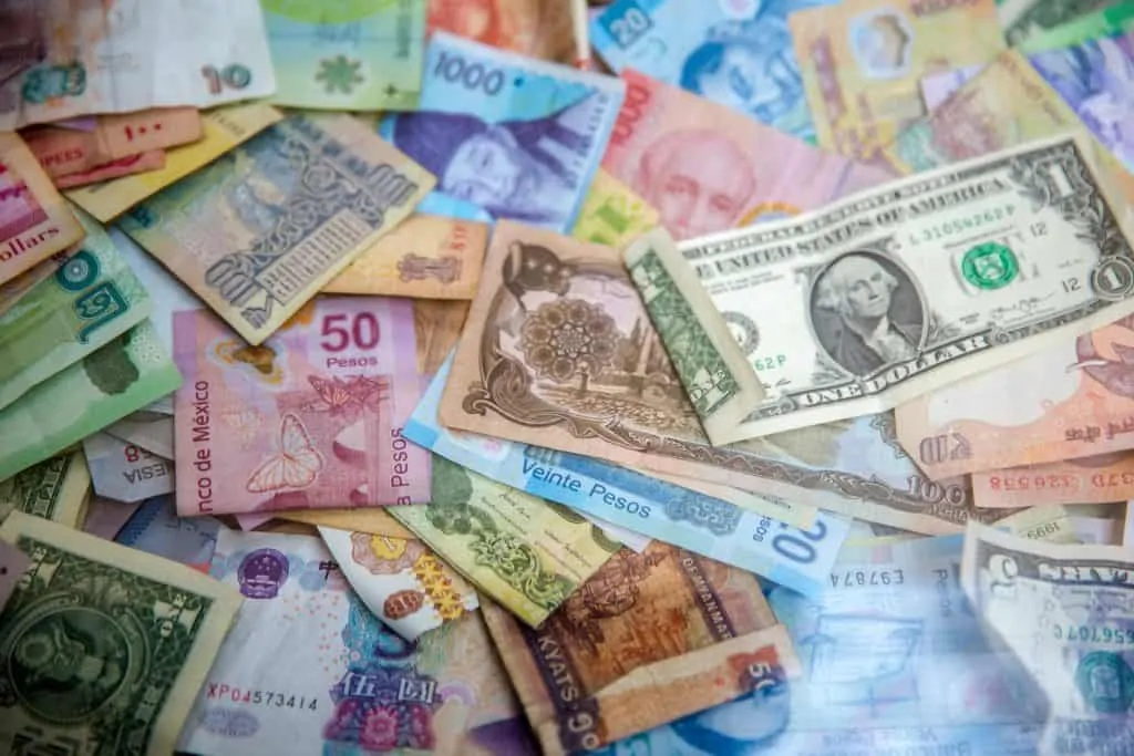 Photo of assorted bank notes from around the world
