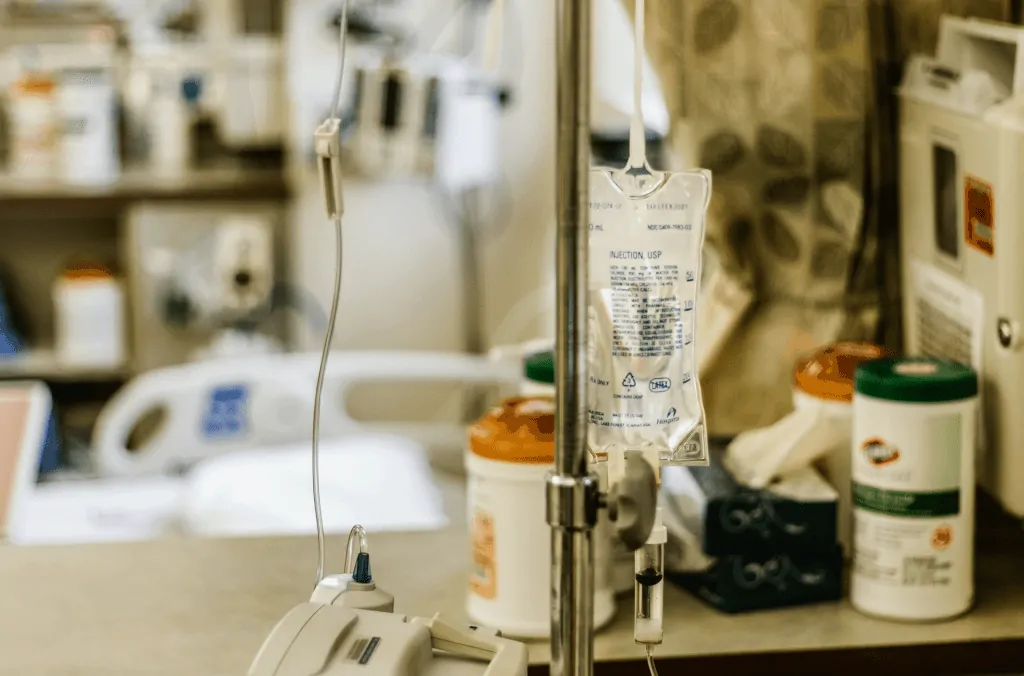 Photo of an IV which reflects the pages title: Choosing an HSCT facility